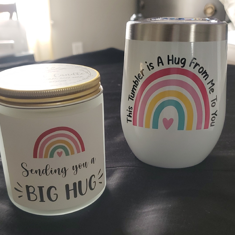 Rainbow Tumbler and Candle Set, New